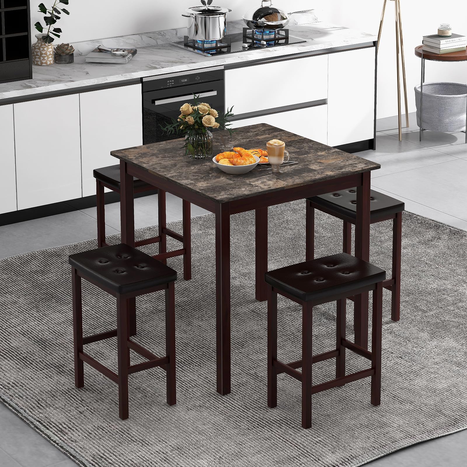 Tangkula 5-Piece Counter-Height Bar Table Set